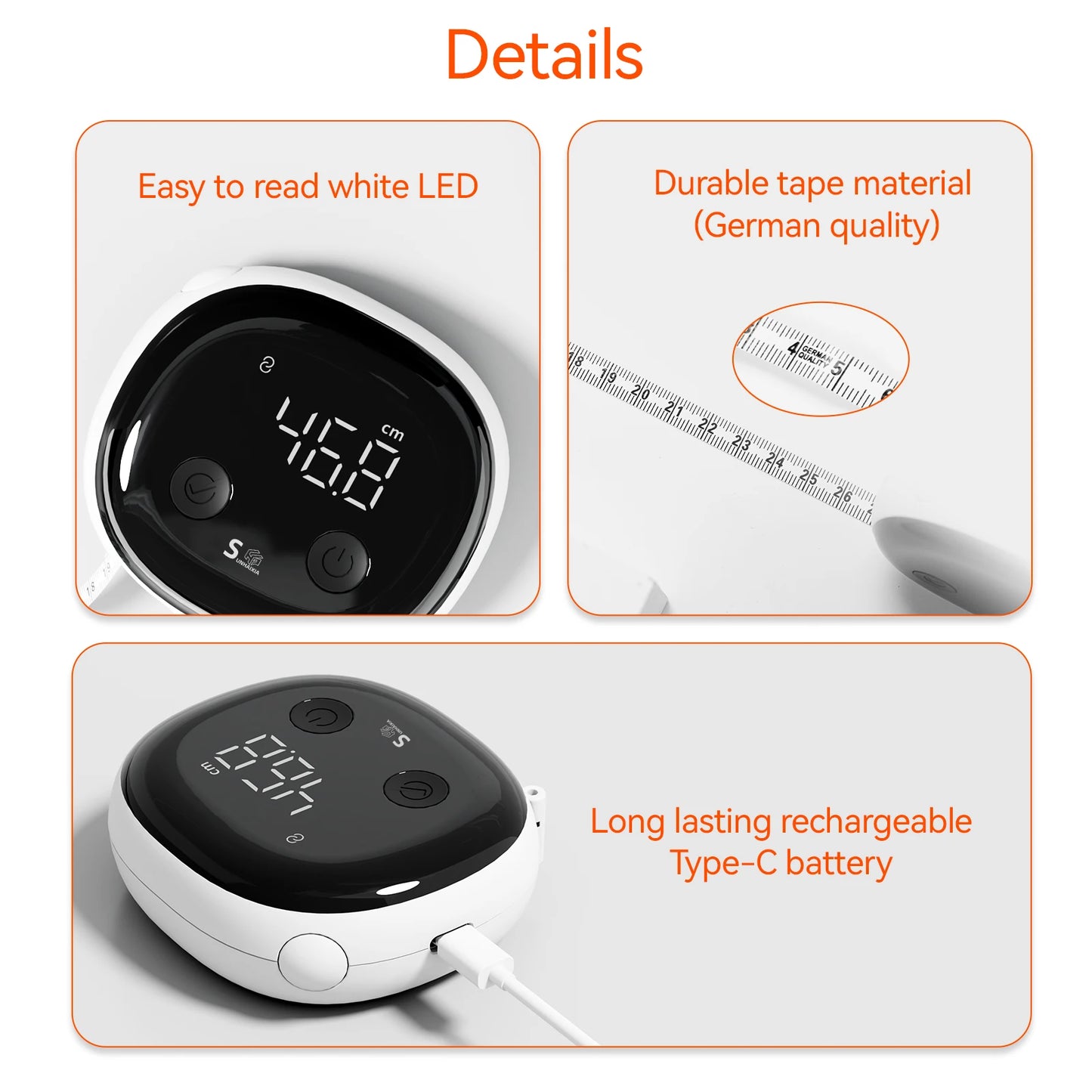 Fitdays Smart Body Tape Measure,Retractable Bluetooth Fitdays APP Monitoring Body Fat BMI Tool for Fitness Shape & Weight Loss