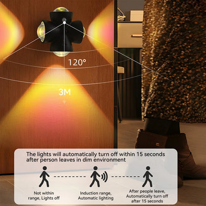 Smart Sensing LED Night Light with Motion Sensor Wall Lamp USB Rechargeable Bedside Night Lamp for Bedroom Hallway Bathroom Deco