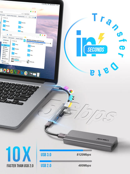 Lemorele 120cm 4Ports USB HUB OTG USB A 3.0 Adapter Multi Splitter Adapter Laptop Accessories For Xiaomi Lenovo Macbook Pro