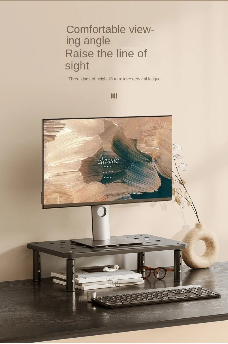 Adjustable computer Rack Telescopic Desk Monitor Holder Elevated PC Screen Stand Reduce Neck Strain Office Storage Supplies