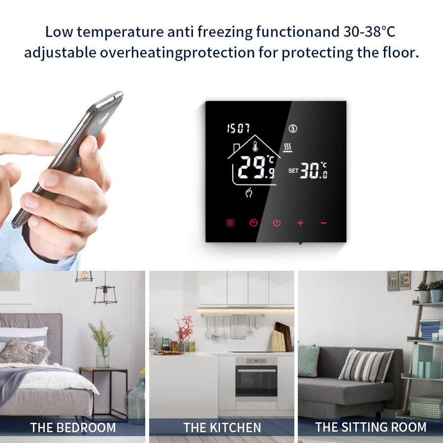 Smart Thermostat Wifi/NO Wifi Tuya Electric Floor Heating Temperature Controller Water/Gas Boiler Smart Life Work With Alexa
