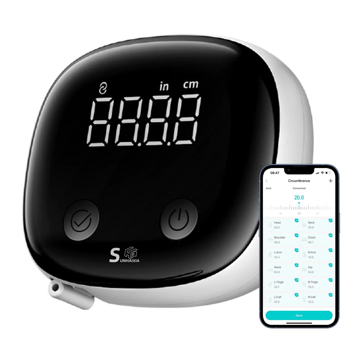 Fitdays Smart Body Tape Measure,Retractable Bluetooth Fitdays APP Monitoring Body Fat BMI Tool for Fitness Shape & Weight Loss