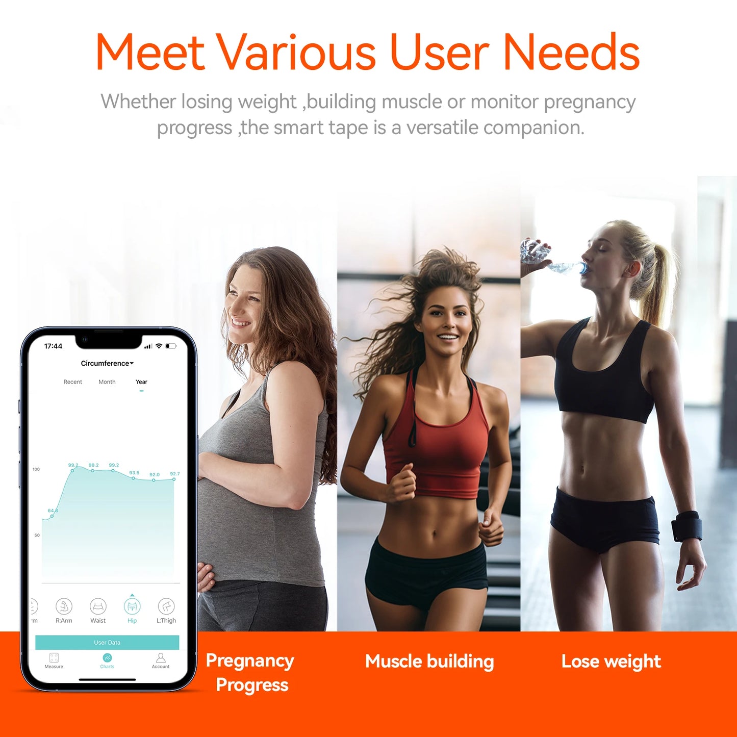 Fitdays Smart Body Tape Measure,Retractable Bluetooth Fitdays APP Monitoring Body Fat BMI Tool for Fitness Shape & Weight Loss