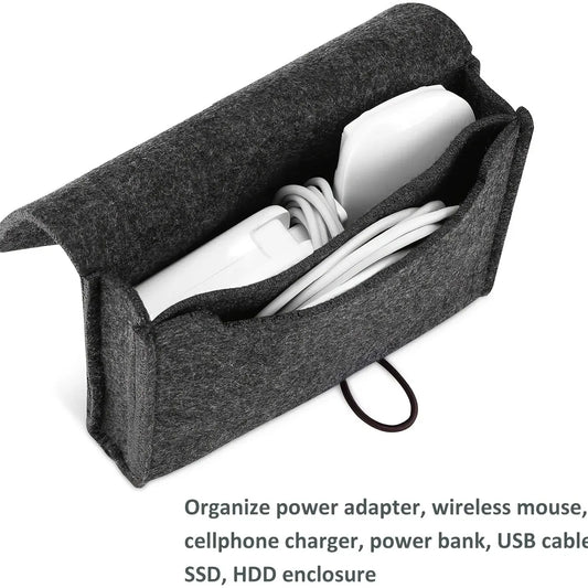 Power Adapter Case Storage Bag Felt Portable Electronic Accessories Storage Bag Portable USB Travel Cable Organizer Electronic
