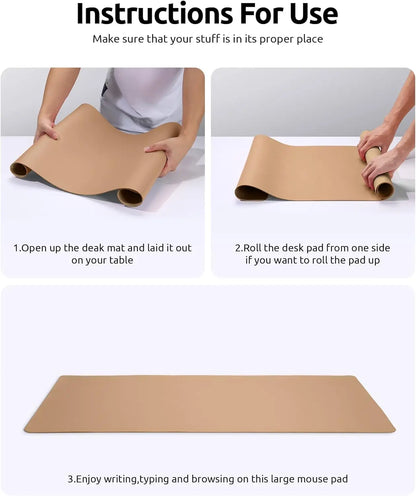 Leather Desk Mat | Computer Mat for Desk| Large Mouse Pad and Keyboard Mat | Desk Protector for Office