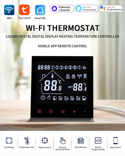 Smart Thermostat Wifi/NO Wifi Tuya Electric Floor Heating Temperature Controller Water/Gas Boiler Smart Life Work With Alexa