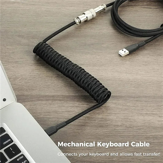 Mechanical Keyboard Coiled Cable, Type-C USB Port, Aviator Coiling Cable for Gaming and Desktop Computers