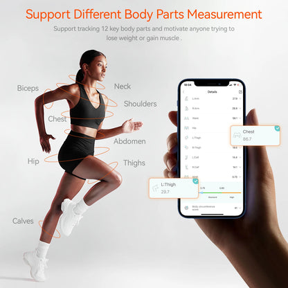 Fitdays Smart Body Tape Measure,Retractable Bluetooth Fitdays APP Monitoring Body Fat BMI Tool for Fitness Shape & Weight Loss