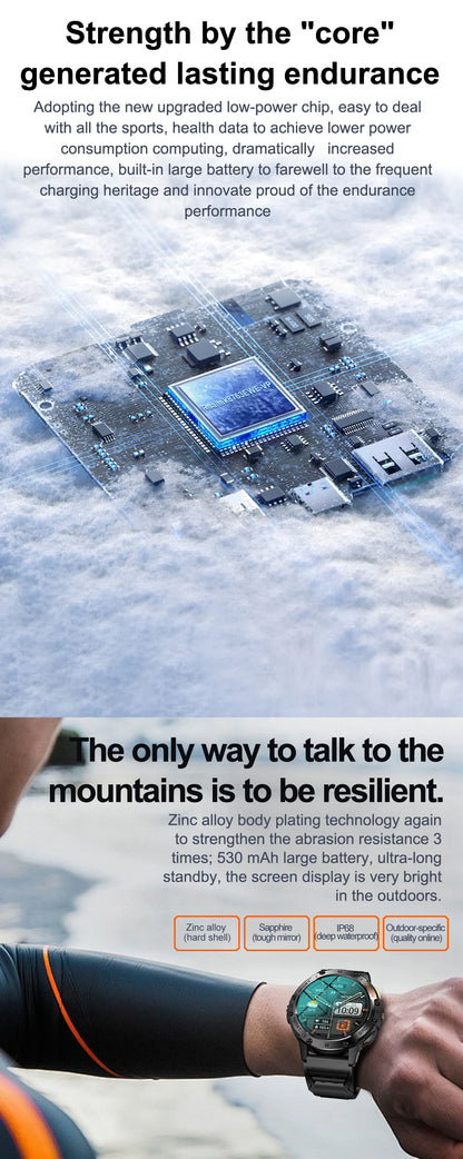 For Android ios New AMOLED Smart Watch Men with Flashlight Sports Waterproof Fitness Tracker Bluetooth Call Smartwatch Man+Box