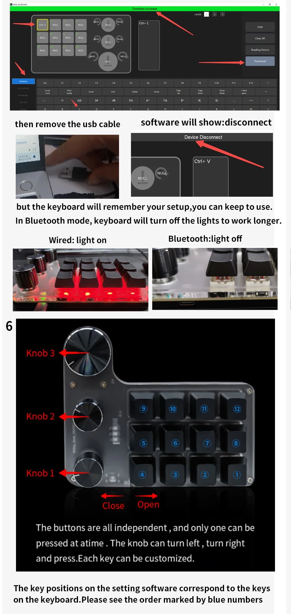 Bluetooth Programming Macro Custom 3 Knob Keyboard RGB 12 Key Copy Paste Photoshop Gaming Keypad Mechanical Hotswap Macropad
