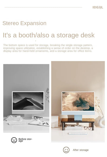 Adjustable computer Rack Telescopic Desk Monitor Holder Elevated PC Screen Stand Reduce Neck Strain Office Storage Supplies