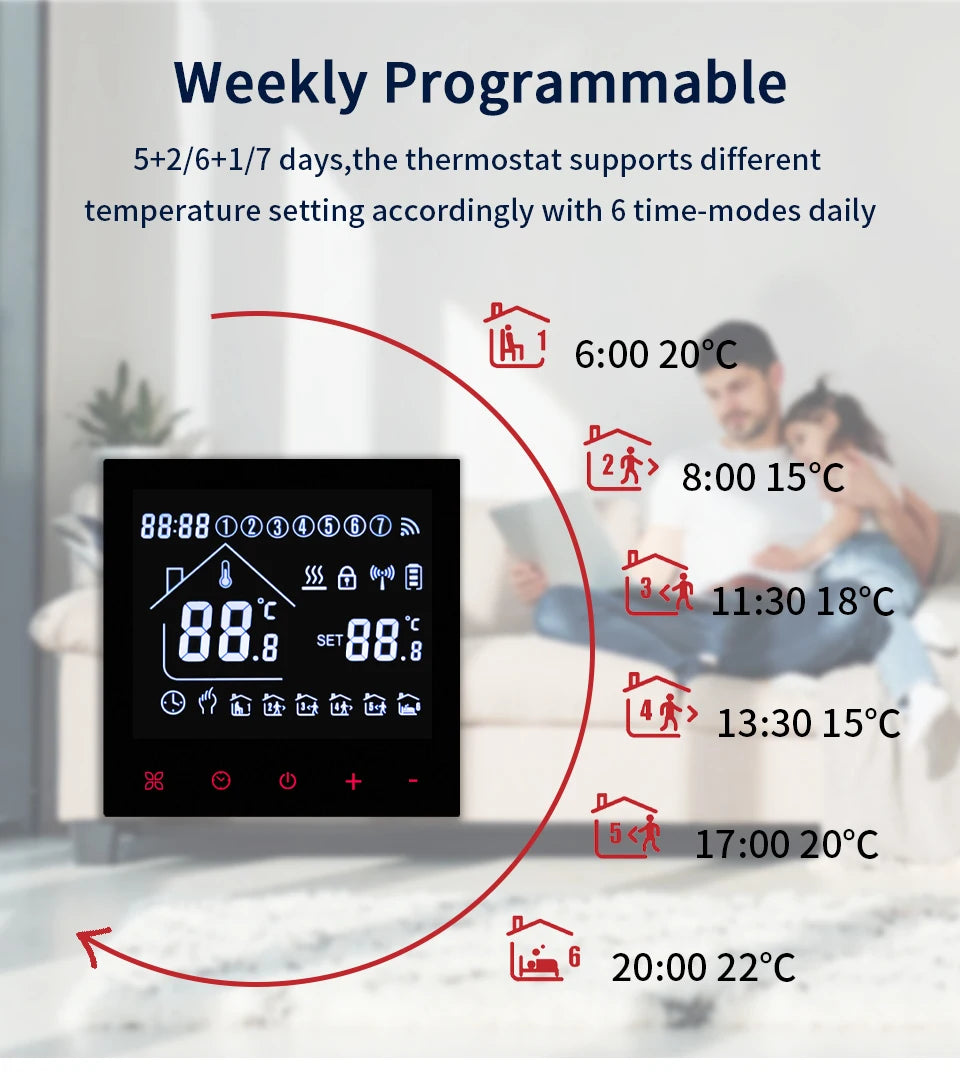 Smart Thermostat Wifi/NO Wifi Tuya Electric Floor Heating Temperature Controller Water/Gas Boiler Smart Life Work With Alexa