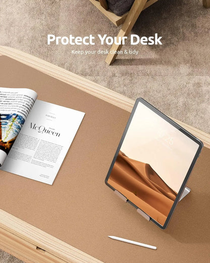 Leather Desk Mat | Computer Mat for Desk| Large Mouse Pad and Keyboard Mat | Desk Protector for Office