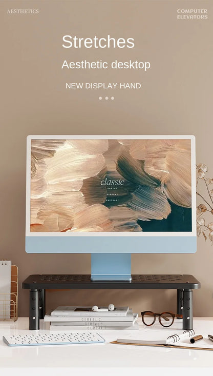 Adjustable computer Rack Telescopic Desk Monitor Holder Elevated PC Screen Stand Reduce Neck Strain Office Storage Supplies