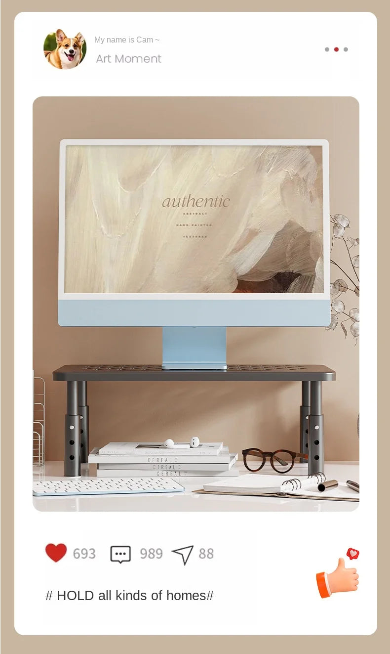 Adjustable computer Rack Telescopic Desk Monitor Holder Elevated PC Screen Stand Reduce Neck Strain Office Storage Supplies