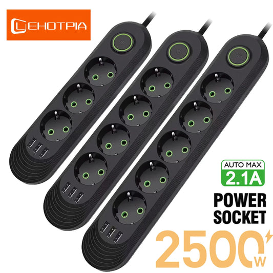EU Plug AC Outlet Smart Home Multiprise Power Strip Extension Cord Electrical Socket Network Filter With USB Ports Fast Charging