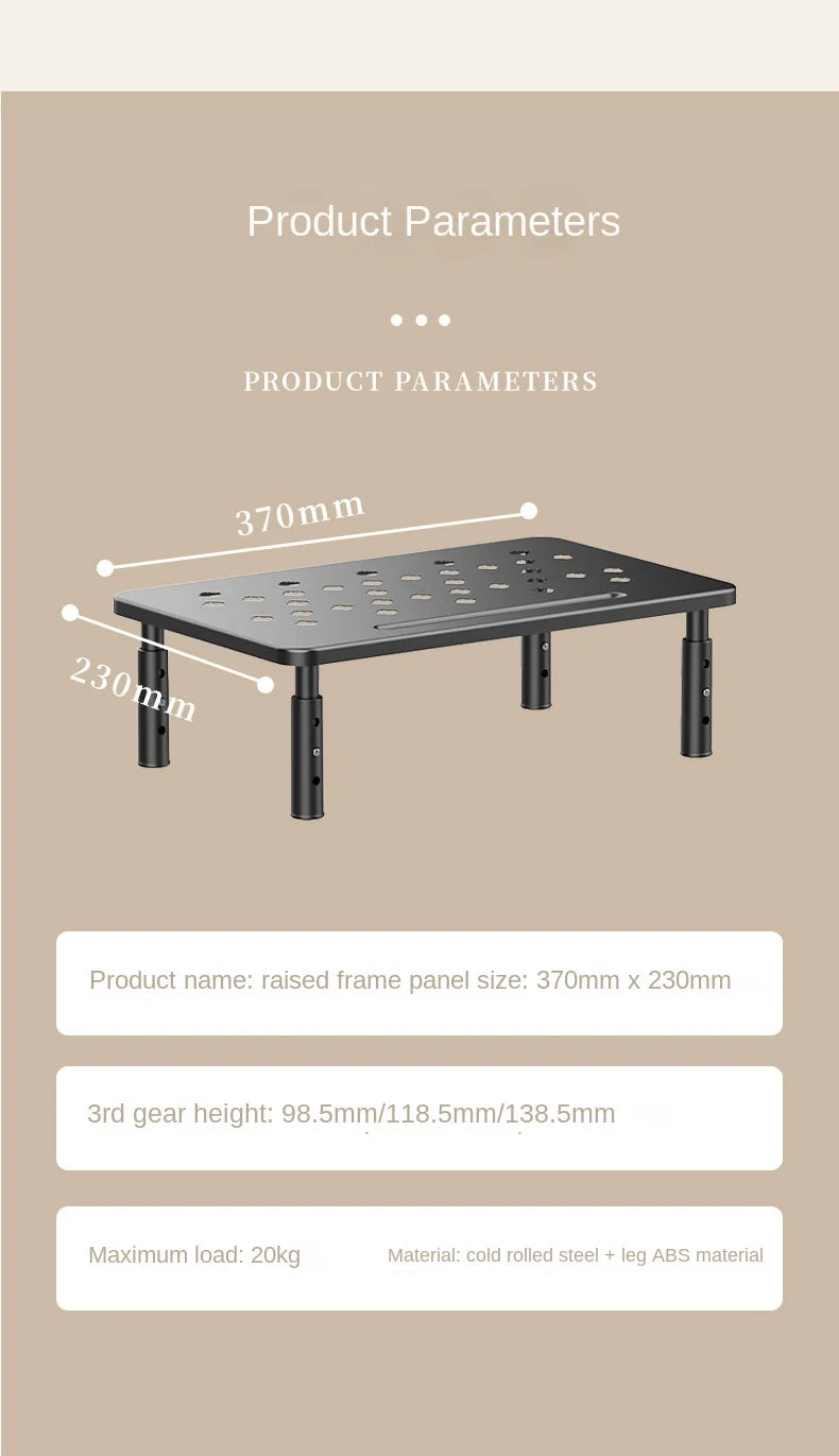 Adjustable computer Rack Telescopic Desk Monitor Holder Elevated PC Screen Stand Reduce Neck Strain Office Storage Supplies
