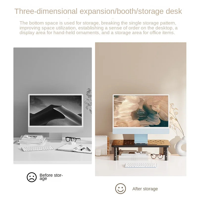 Adjustable computer Rack Telescopic Desk Monitor Holder Elevated PC Screen Stand Reduce Neck Strain Office Storage Supplies