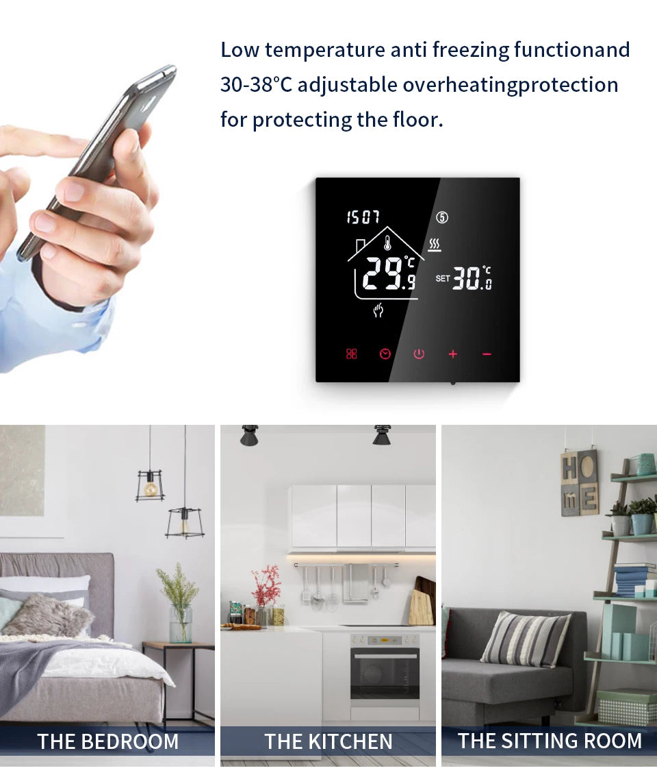 Smart Thermostat Wifi/NO Wifi Tuya Electric Floor Heating Temperature Controller Water/Gas Boiler Smart Life Work With Alexa