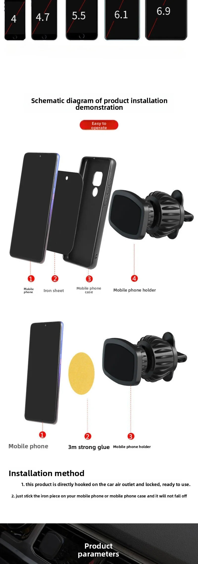 Car Phone Holder,Car Telephone Support Stand Bracket,Magnetic Support Tablet Mobile,phone Cell Magnetic Holder, Auto Accessories